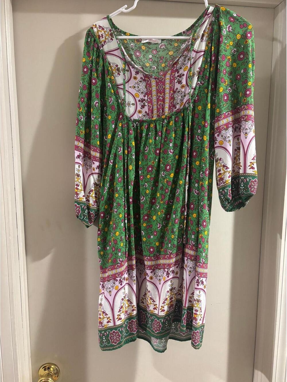 Boho Floral Babydoll Dress – Preloved Size Medium